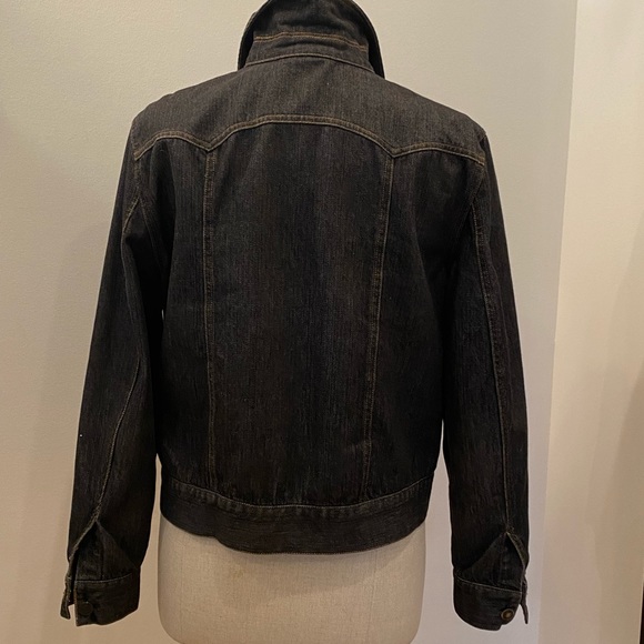 Jones New York Black Wash Denim Jean Jacket with Denim Flower Appliqué’s/Size M - Picture 7 of 14